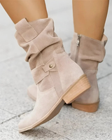 Lorena | Damen Orthopädische Stiefeletten mit Wildleder Optik und seitlicher Schnalle in Beige