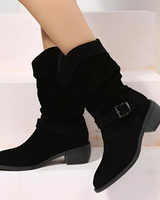 Lorena | Damen Orthopädische Stiefeletten mit Wildleder Optik und seitlicher Schnalle in Schwarz