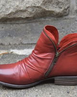 Lucie | Damen Orthopädische Stiefeletten mit Reißverschluss und Komfort Absatz in Rot