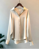 Luisa | Damen Klassische Langarm Bluse in Beige