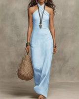 Luise | Damen Neckholder Maxikleid in Hellblau