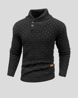 Lukas | Herren Rollkragen Strickpullover mit Zopfmuster in Schwarz