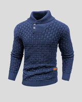 Lukas | Herren Rollkragen Strickpullover mit Zopfmuster in Blau