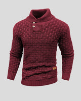 Lukas | Herren Rollkragen Strickpullover mit Zopfmuster in Weinrot
