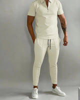 Lysander | Herren Trainingsanzug Polo Set in Beige