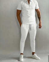 Lysander | Herren Trainingsanzug Polo Set in Weiß