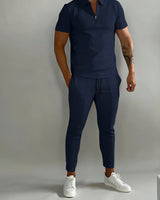 Lysander | Herren Trainingsanzug Polo Set in Marineblau