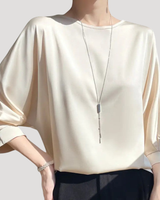 Lysandra | Damen Rundhals Langarm Bluse in Champagner