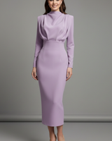 Lysithea | Damen Rollkragen Langarm Maxikleid in Lila