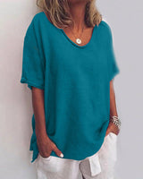 Quina | Vielseitige Leinenbluse in Blau