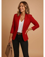 Maelle | Damen Blazer mit Revers und Schnitt in Dunkelrot