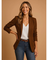 Maelle | Damen Blazer mit Revers und Schnitt in Braun