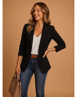 Maelle | Damen Blazer mit Revers und Schnitt in Dunkelblau