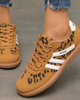 Maelle | Damen Orthopädische Sneaker mit Schnürschuh und extra Platz vorne in Leopardenmuster