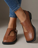 Eniolaa - Schuhe Mit Quadratischer Schuhspitze Und Schnallenriemen Im Vintage Stil in Braun