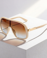 LumaVex - Sonnenbrille Im Shield Stil Mit Breit Getönten Gläsern in Beige
