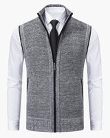 Magnus | Herren Ärmelloser Strickpullover mit Reißverschluss in Grau