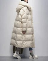 Damen Puffermantel | Lange Winterjacke | Leicht & Extra Warm in Weiße