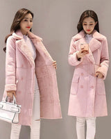 Fury | Dickes Wildleder Revers Mantel Pendler in rosa