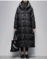 Damen Puffermantel | Lange Winterjacke | Leicht & Extra Warm in Schwarze