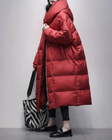 Damen Puffermantel | Lange Winterjacke | Leicht & Extra Warm in Rot