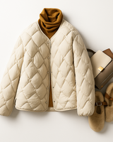 Katharina | Damen Warme Gesteppt Leichte Pufferjacke in Creme