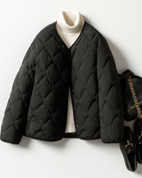 Katharina | Damen Warme Gesteppt Leichte Pufferjacke in Schwarz