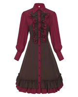 Maja | Damen Burgundy Oktoberfest Rüschenkleid im Dirndl Stil in Burgunderrot