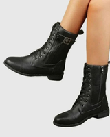 Mala | Damen Orthopädische Stiefel mit Reißverschluss und Schnalle in Schwarz