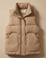 Malina | Damen Steppweste mit Reißverschluss und verstellbarer Taille in Khaki