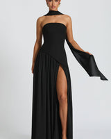 Rynellea - Elegantes trägerloses Abendkleid in Schwarz