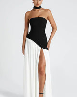 Rynellea - Elegantes trägerloses Abendkleid in Schwarz/Weiß