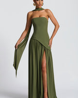 Rynellea - Elegantes trägerloses Abendkleid in Grün