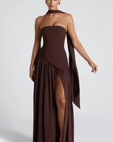 Rynellea - Elegantes trägerloses Abendkleid in Braun Lila