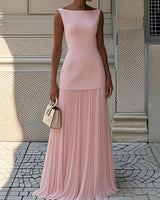 Malwina | Damen Maxikleid Fließend Feminin Elegant Sommer in Rosa