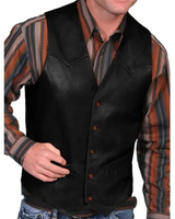 Manuel | Herren Trachtenweste im Western Stil in Schwarz