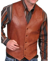Manuel | Herren Trachtenweste im Western Stil in Braun