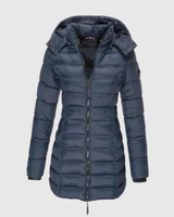 Manuela | Damen Steppjacke mit Kapuze, Reißverschluss und Schmalem Schnitt in Blau