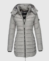 Manuela | Damen Steppjacke mit Kapuze, Reißverschluss und Schmalem Schnitt in Grau