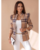 Mareike | Damen Blazerjacke mit Muster und Reißverschluss in Khaki