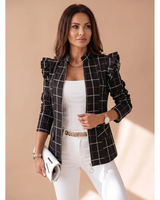 Mareike | Damen Blazerjacke mit Muster und Reißverschluss in Dunkelgrau