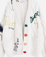 Maren | Damen Strickjacke mit Buchstaben und Knöpfen in Weiß