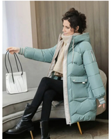 Margarete | Damen Winterjacke mit Kapuze, Langer Stepp Optik und Reißverschluss in Grau