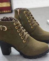 Margarita | Damen Orthopädische Stiefeletten mit Schnalle in Armeegrün