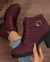 Margarita | Damen Orthopädische Stiefeletten mit Schnalle in Burgunderrot