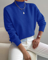 Eva | Damen Frühlings Mock Neck Pullover in Blau