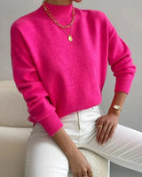 Classic High Neck Sweater – Weicher Strickpullover für mühelose Eleganz in Rosa