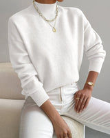 Eva | Damen Frühlings Mock Neck Pullover in Weiß