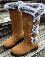 Marie | Damen Hohe Winterstiefel mit Schnallen in Hellbraun