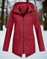 Marie | Damen Outdoor Regenjacke mit Kapuze in Weinrot